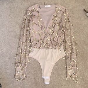 Gold Mesh Glitter Top bodysuit